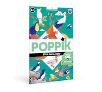POPPIK 1841149 Sticker Poster, Birds, Interactive Educational Poster with Stickers, Multilingual Bird Poster, 68 x 100 cm for Children Aged 6 Years and Up