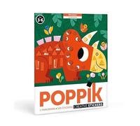 POPPIK 1841160 Sticker Poster, Dinosaur, Panorama Poster with 520 Stickers, Sticker Set for Crafts, for Children from 3 Years, 140 x 25 cm
