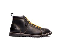 Popps 1961 Mens Smart Casual 100% Real Leather Ankle Monkey MOD Lace Up Boots Black Yellow