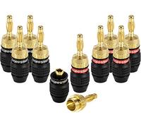 Poppstar 10x High End Banana Plugs (shielded, up to 6 mm², 24k gold-plated, 5x black, 5x red)