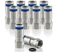 POPPSTAR 10x SAT F Compression Plug, for Coaxial Cable (RG58,RG59,5-7.5mm), silver