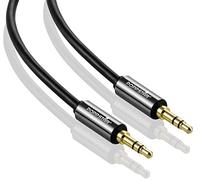 POPPSTAR 1m AUX 3.5mm Stereo Audio Cable (jack cable, gold plated), headphone cable - speaker cable for headphones, smartphone, MP3 player, car radio, black