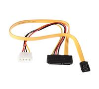 POPPSTAR 1x Sata 3 HDD SSD Dual Cable (up to 6 GBit/s), Y-Cable Power Adapter - Data Cable (50cm) and Power Cable (15cm), yellow