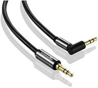 POPPSTAR 20m AUX 3.5mm Stereo Audio Cable (straight to angled 90°, gold plated), speaker cable for headphones, smartphone, MP3 player, car radio, black