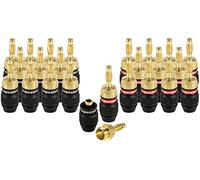 POPPSTAR 24x high end banana plug (shielded), bananas for speaker cable (up to 6 mm²), speaker, AV receiver, 24k gold-plated (12x black, 12x red)