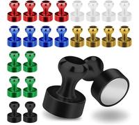 Poppstar 24x Pin Magnets (12x16 mm, strong, clamping force 3 kg) black, white, red, blue, green, yellow