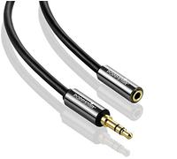 POPPSTAR 2m AUX 3.5mm Stereo Audio Cable (jack cable, plug to socket, gold plated), extension cable for headphones, smartphone, MP3 player, car radio, black
