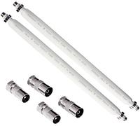 Poppstar 2x 31,5 cm SAT window feedthrough cable, colour white, 4x F-Connectors to antenna (2x male, 2x female)