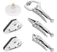 Poppstar 2X Mini Magnetic Welding Angles (45° 90° 135°), Welding Accessory Set: 1x Magnetic Earth clamp, C-clamp, Grip plier, Long Nose plier