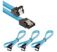 POPPSTAR 3x 0.5m Sata 3 HDD SSD cable with clip plug straight to 90 degree right-angle, up to 6 Gbps, blue