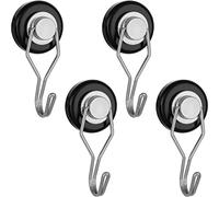 POPPSTAR 4 Pieces Magnet Hook Extra Strong Rotatable (Clamping Force 30 kg (66 lbs), Length 5.3 cm, Diameter 3.2 cm) Neodymium Hook Magnets Large