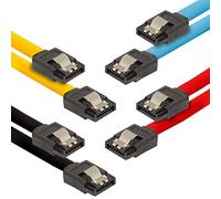 POPPSTAR 4x 0.5m flexible Sata 3 HDD SSD data cable, plug straight, colour 1x black, 1x yellow, 1x red, 1x blue