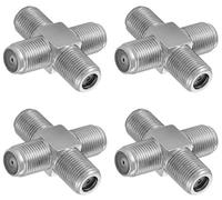 POPPSTAR 4x Sat Coax splitter (4 Ways F-Female) Antenna Splitter Adapter for coaxial cable, antenna cable, silver