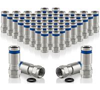 POPPSTAR 50x F-Quick Mount Compression Connectors, Silver, for Coaxial Cable up to 7.5mm, Weather Resistant, Compatible with Satellite Dish, Antenna, LNB, LNBF, LNC, BNC