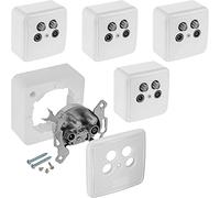 Poppstar 5x SAT socket (4-hole antenna socket), terminal outlet for SAT, TV and cable connection (digital/analogue), suitable for surface mounting/flush mounting