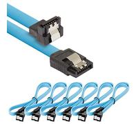 POPPSTAR 6x 0.5m SATA 3 HDD SSD cable with clip plug straight to 90 degree right-angle, up to 6 Gbps, blue