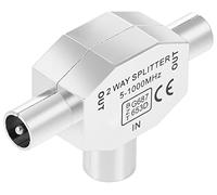 POPPSTAR Antenna Distributor, Coaxial Adapter, Coaxial-Coupler, 2x Plug, Connect Two TV Sets