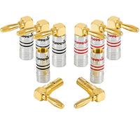 Poppstar Banana plug angled, for cables up to 4 sq mm screwed or 6 sq mm soldered, 24k gold plated contacts, pack of 8