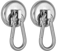 POPPSTAR Carabiner Magnet Extra Strong, 2X (35kg Clamping Force) Neodymium Hook Magnets with Rotatable Carabiner