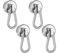 POPPSTAR Carabiner Magnet Strong, 4X (17kg Clamping Force) Neodymium Hook Magnets with Rotatable Carabiner
