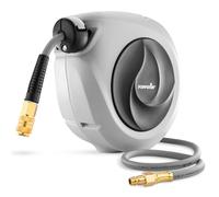 Poppstar Compressed Air Hose Reel (10m+1m, Diameter 5/16" (8x12mm)) Quick Coupling 1/4" BSPT, Hose Reel with Hybrid PVC Hose