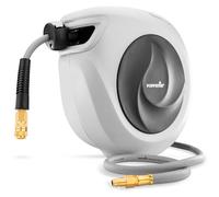 Poppstar Compressed Air Hose Reel (15m+1.1m, Diameter 3/8" (9.2x14mm)) Quick Coupling 1/4" BSPT, Hose Reel with Hybrid PVC Hose