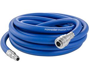 Poppstar Compressed air line Hose 5 m (Hybrid PVC Polymer, Euro Standard Quick couplings, up to 300 PSI), Compressor 3/8" air Hose, Blue