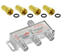 Poppstar Satellite Distributor Splitter Switch 3-way in Connector (analog/digital/BK/unicable/HD/4K compatible) for TV, Satellite, Television, Radio, LNB