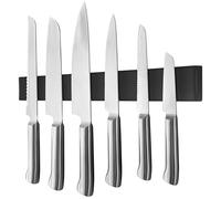 Poppstar Stainless Steel Knife Magnetic Strip 40cm with Extra Strong Magnet, Black, self-Adhesive