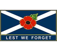 Poppy and Scotland Flag Sticker "Lest We Forget" - Ideal for cars, tablets, laptops, phones, scooters... (Large)