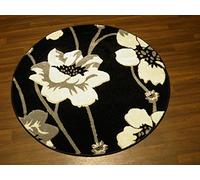 Poppy Black/White 120x120cm Circle Rugs