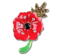 Poppy Brooch Pin Veterans Day Gifts Red Crystal Flowers Poppy Pins Remembrance Day Jewelry Poppy Pin Badges Brooch Poppies Lapel Pin Memorial Day Gifts