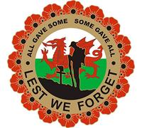 Poppy Car Sticker with Soldier, Wreath and Wales Flag - Also ideal for scooters, laptops, mobiles, etc (Large)