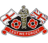 POPPY CAR WINDOW STICKER WITH POPPY ENGLAND FLAG AND UNION JACK