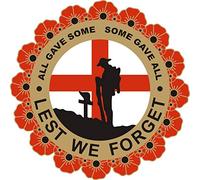 Poppy Car Window Sticker with Soldier, Wreath and England Flag