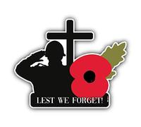 Poppy Cross Soldiers Showing Respect and Gratitude Remembrance Sunday Lest We Forget Remembrance Day Sticker, Mug, Poppy Flower Decal, Car, Window, Fridge, Laptop Sticker (Small)