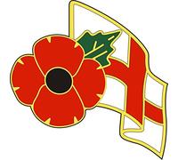 POPPY DAY CAR WINDOW STICKER WITH POPPY AND ENGLAND FLAG