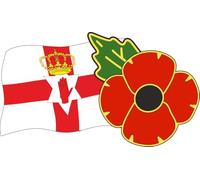 Poppy Day Car Window Sticker with Poppy and Ulster Flag - in Support of The Veterans Lifeline Charity