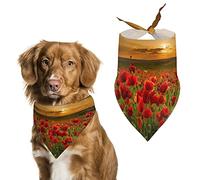 Poppy Field at Sunset Dog Bandanas Triangle Dog Bibs Cute Pet Scarf Kerchief for Small Medium Large Pet