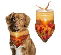 Poppy Field at Sunset Dog Bandanas Triangle Scarfs Printing Bib Scarf Adjustable Accessories for Small Dogs And Cats
