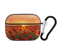 Poppy Field at Sunset Earphone Case PC Bluetooth Earbud Cove Headphone Cases Compatible with Airpods Pro Black-style