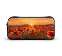 Poppy Field at Sunset Large Pencil Case Big Capacity Pencil Pouch Pen Bag Marker Pen Case for Women Men