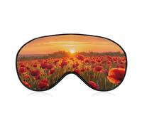 Poppy Field at Sunset Sleep Mask Soft Blackout Eye Mask Eye Shade Cover with Adjustable Strap for Men Women