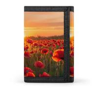 Poppy Field at Sunset Trifold Wallet Slim Wallets with ID Window Credit Card Pockets for Men Women