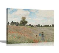 Poppy Field By Claude Monet Canvas Prints Framed Wall Art Home Wall Decor Stretched Ready to Hang Large 76 x 50cm (30 x 20 inches)