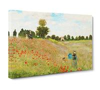 Poppy Field By Claude Monet Canvas Wall Art Print 30x20 Inch