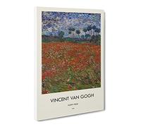 Poppy Field By Vincent Van Gogh Exhibition Museum Painting Canvas Wall Art Print Ready to Hang, Framed Picture for Living Room Bedroom Home Office Décor, 24x16 Inch (60x40 cm)