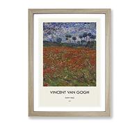 Poppy Field By Vincent Van Gogh Exhibition Museum Painting Framed Print | A2 Oak Framed Wall Art | Ready to Hang | Modern Floral Picture | Living Room Bedroom Lounge Office