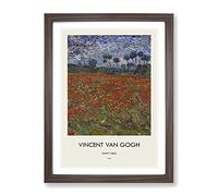 Poppy Field By Vincent Van Gogh Exhibition Museum Painting Framed Print | A4 Walnut Framed Wall Art | Ready to Hang | Modern Floral Picture | Living Room Bedroom Lounge Office