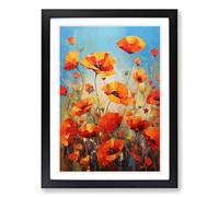 Poppy Field Expressionism Framed Print | A2 Black Framed Wall Art | Ready to Hang | Eclectic Floral Picture | Living Room Bedroom Lounge Office